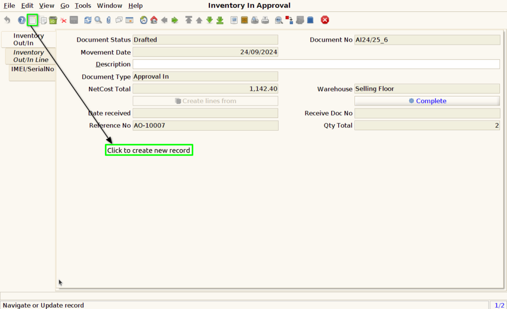 How to Create Inventory In Approval document in ADempiere Retail ksnip 20240926 174738