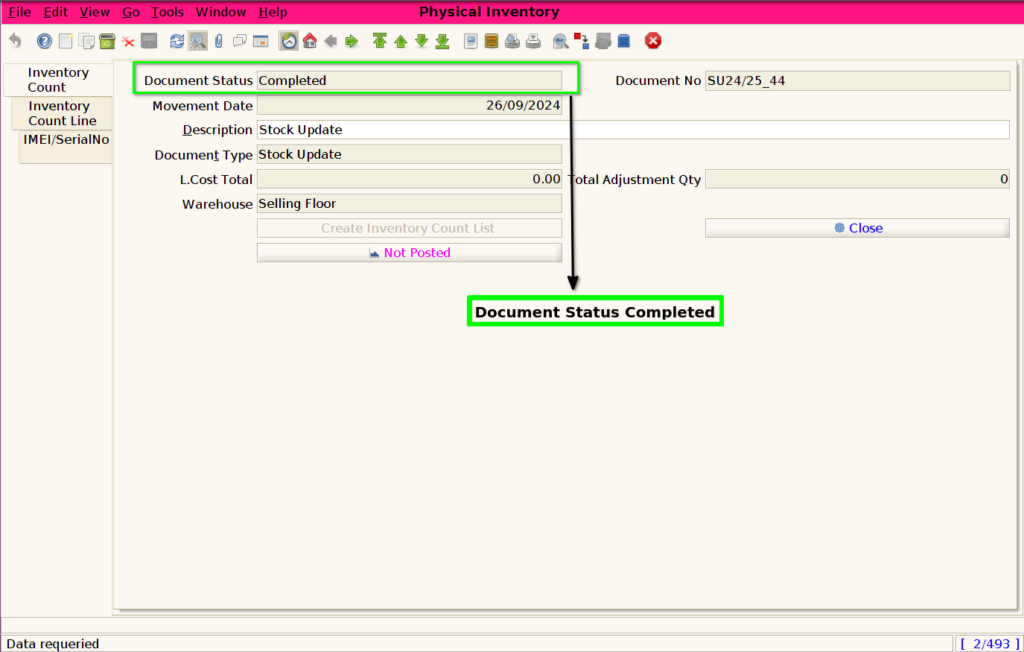 How to create Physical Inventory-Stock Update in ADempiere Retail ksnip 20240927 113158