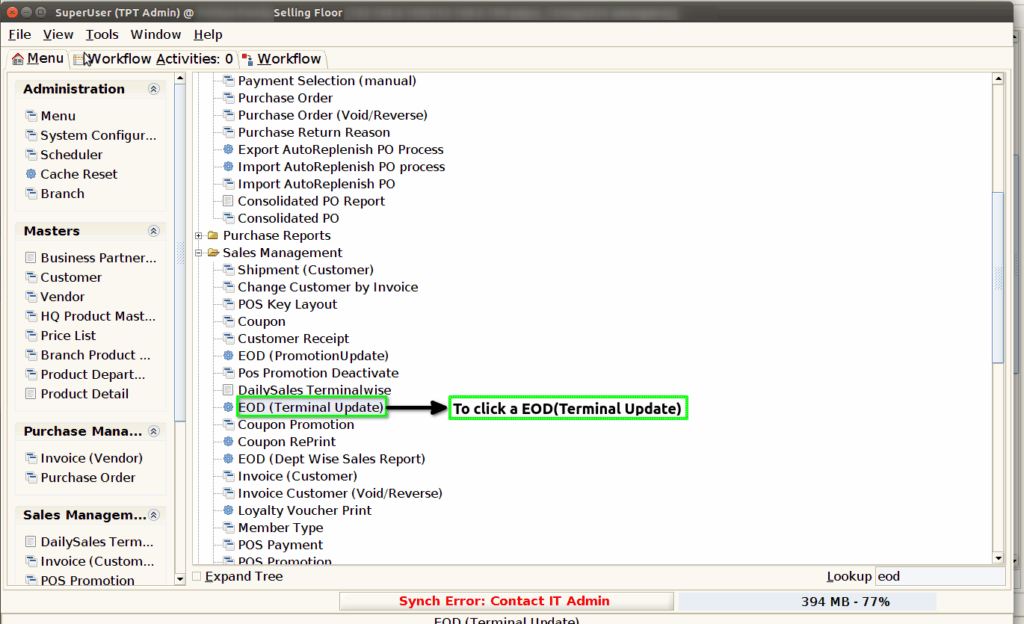 How to run EOD (Terminal Update) process in Adempiere Retail TenthPlanet-ADempiere-POS-EODTerminalUpdate-1