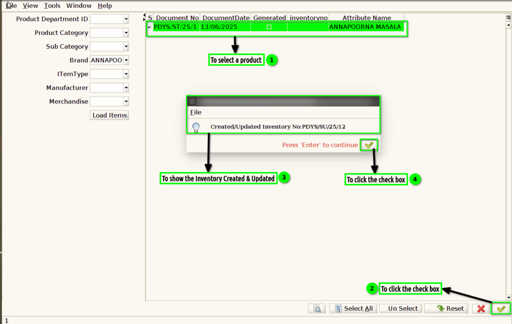 How to run Generate Inventory from Stock Take process to create Stock Update documents in Adempiere Retail Tenthplanet ADempiere-Process-Generate inventory from stock take-2