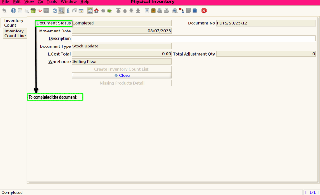 How to run Generate Inventory from Stock Take process to create Stock Update documents in Adempiere Retail Tenthplanet ADempiere-Process-Generate inventory from stock take-5