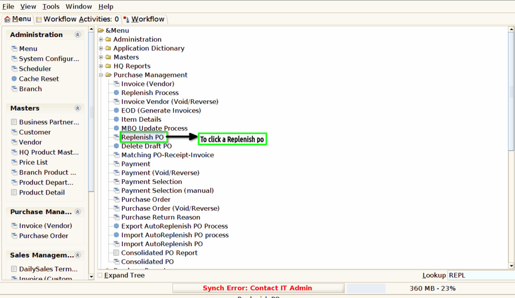 How to run Replenish Purchase Order process in Adempiere Retail Tenthplanet Adempiere-Replenish purchase order