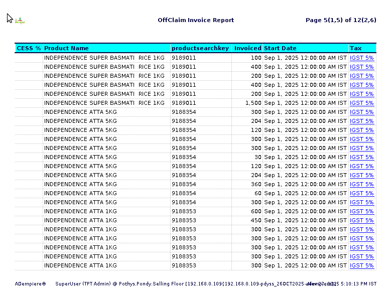 TenthPlanet-ADempiere- OffClime Invoice Report-6