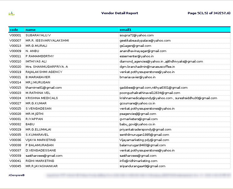 TenthPlanet ADempiere Vendor Details Report 7 1