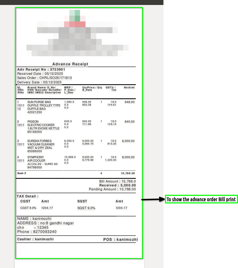 How to create Advance Order (ALT+A) in Adempiere Retail TenthPlanet-ADempiere-POS Advance Order-8