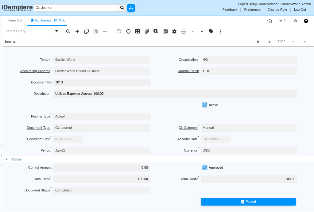 How GL Journal Works in iDempiere TenthPlanet iDempiere Accounting GLJournal
