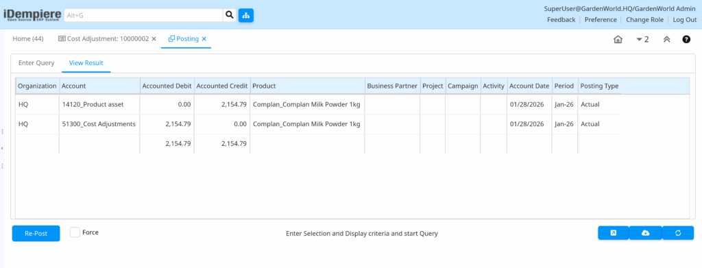 TenthPlanet-iDempiere-InventoryManagement-CostAdjustment-2