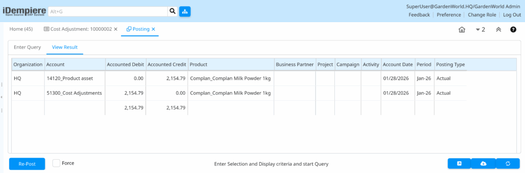 TenthPlanet-iDempiere-InventoryManagement-CostAdjustment-3