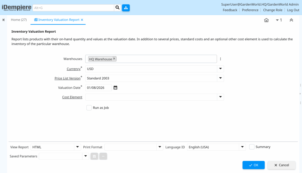 TenthPlanet-iDempiere-InventoryManagement-InventoryValuationReport-1