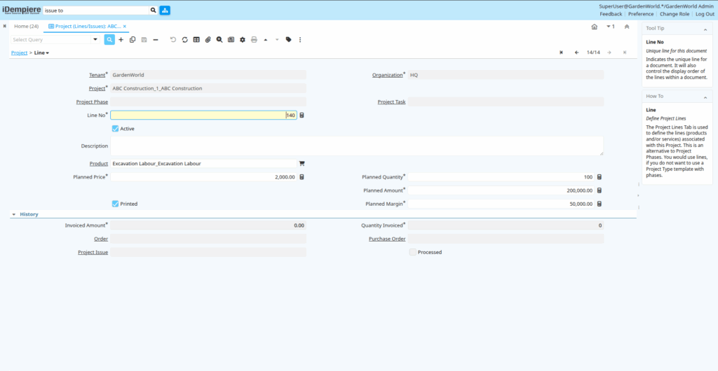 TenthPlanet-iDempiere-ProjectManagement-Project(Lines&Issues)-1