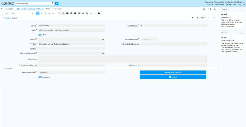 TenthPlanet-iDempiere-ProjectManagement-Project(Lines&Issues)-3