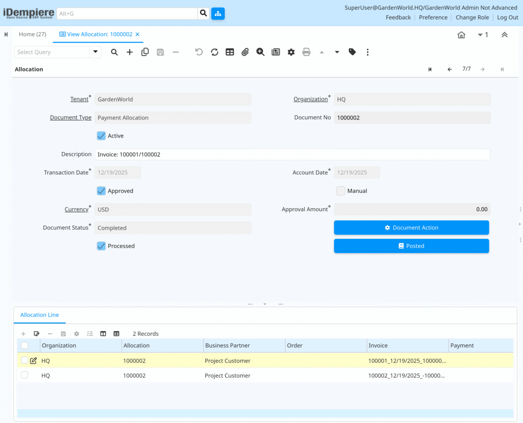 TenthPlanet-iDempiere-PurchaseManagement-ViewAllocation