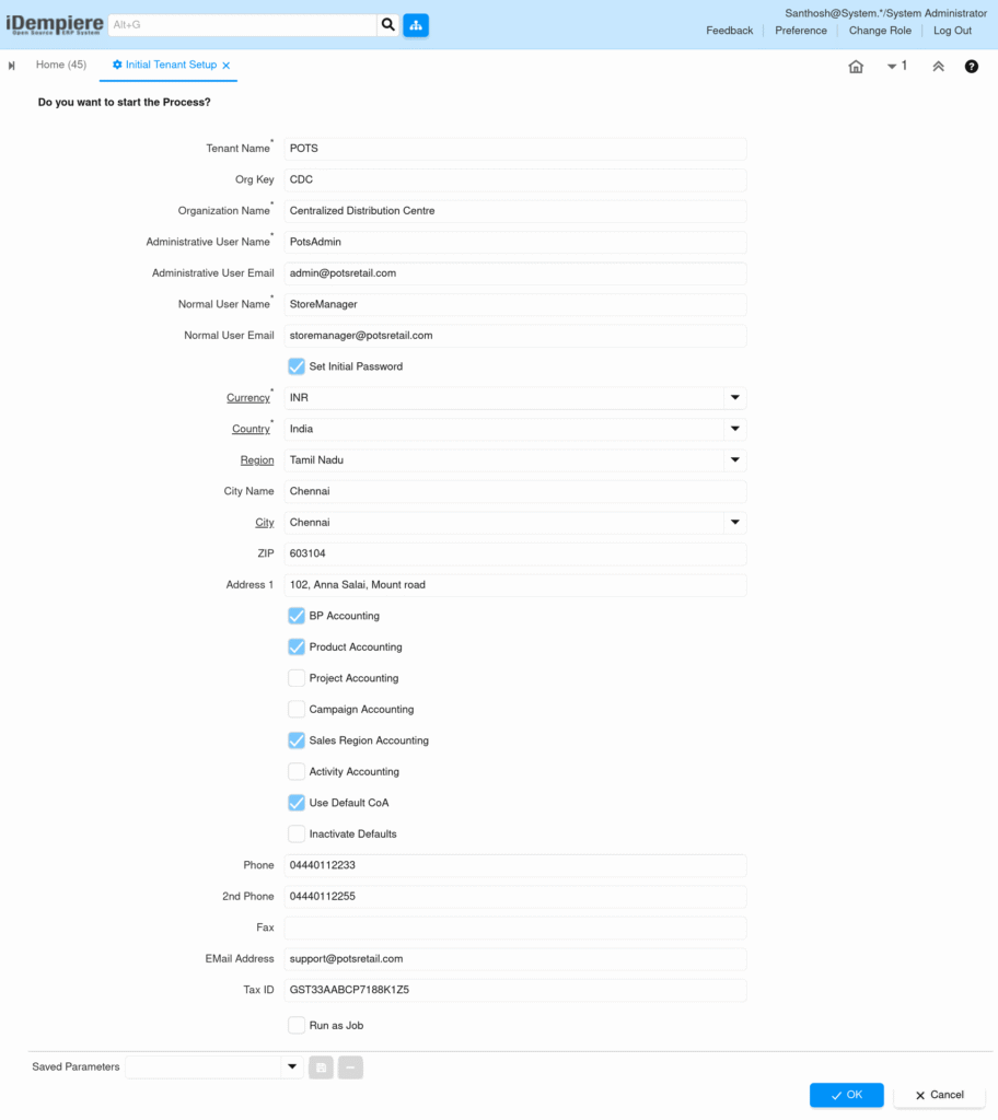 TenthPlanet iDempiere Masters InitialTenantSetup 2