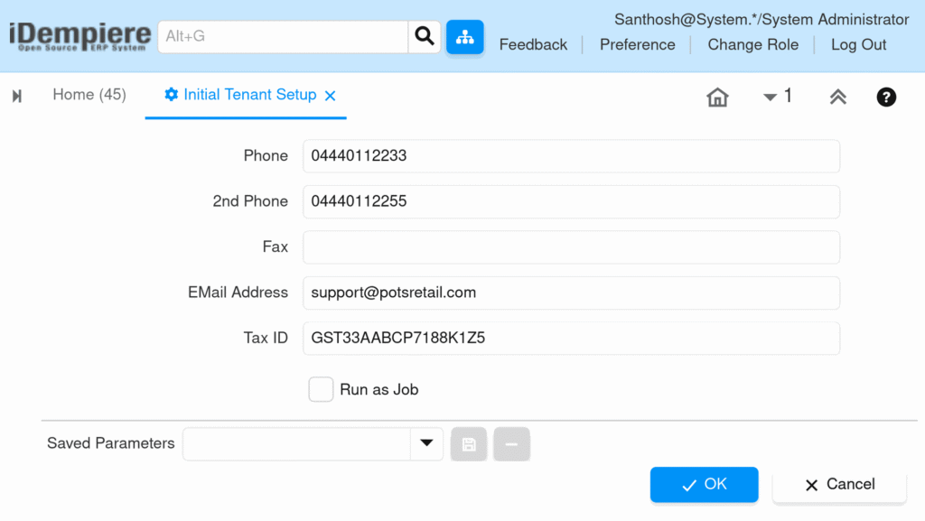 TenthPlanet iDempiere Masters InitialTenantSetup5