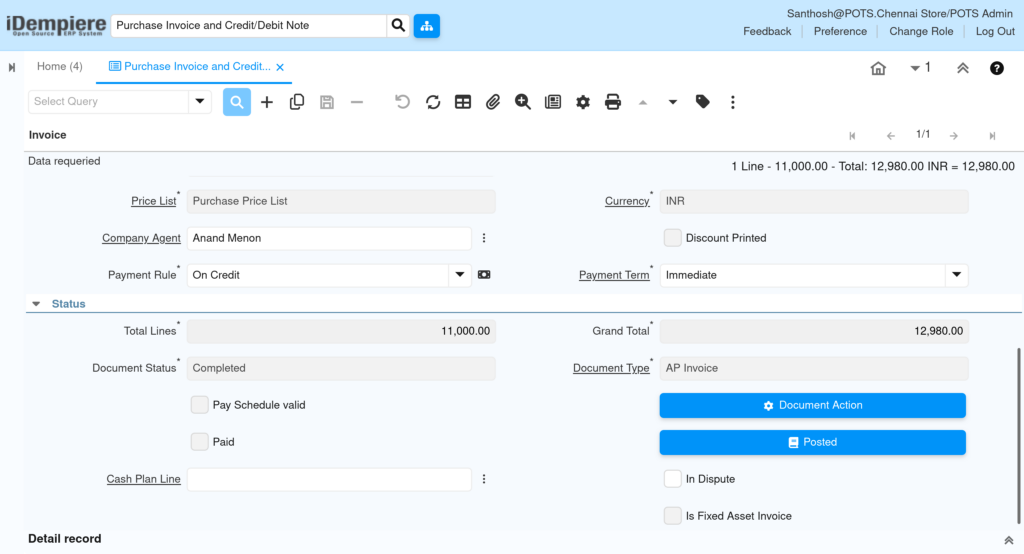 TenthPlanet iDempiere Purchase Purchase Invoice 2 2