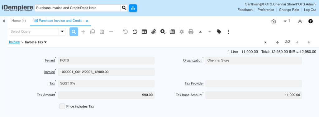TenthPlanet iDempiere Purchase Tax 2 2