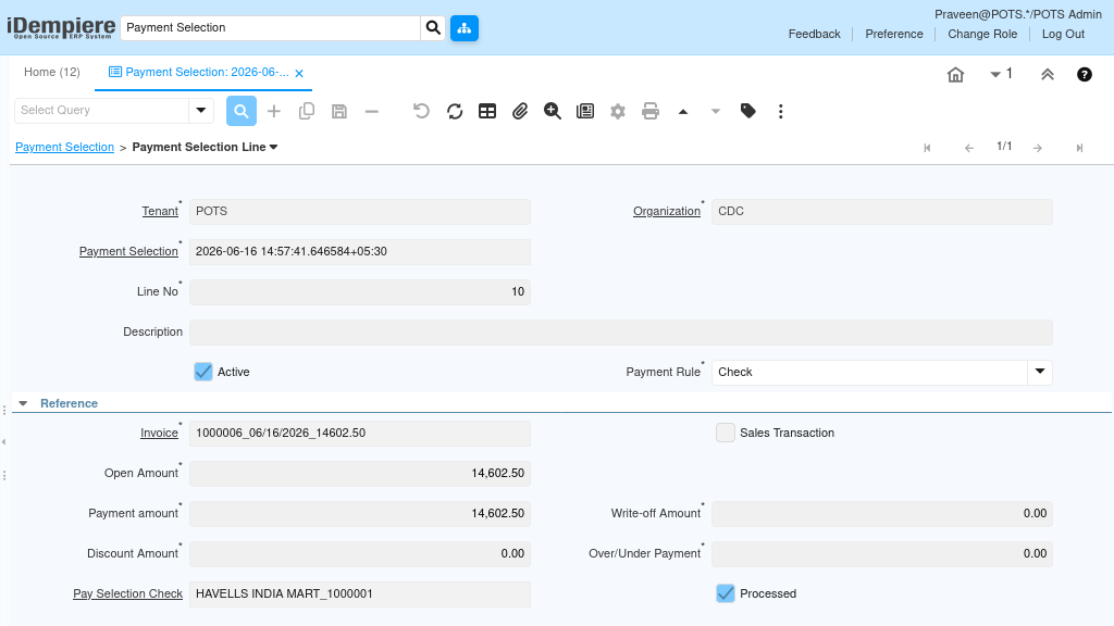 TenthPlanet iDempiere Transaction PaymentSelection2