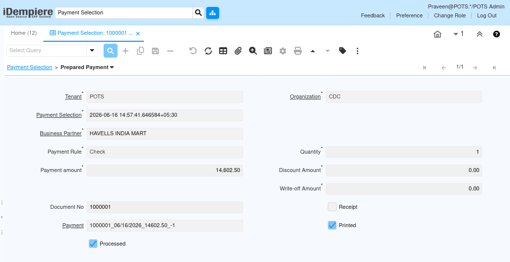 TenthPlanet iDempiere Transaction PaymentSelection4