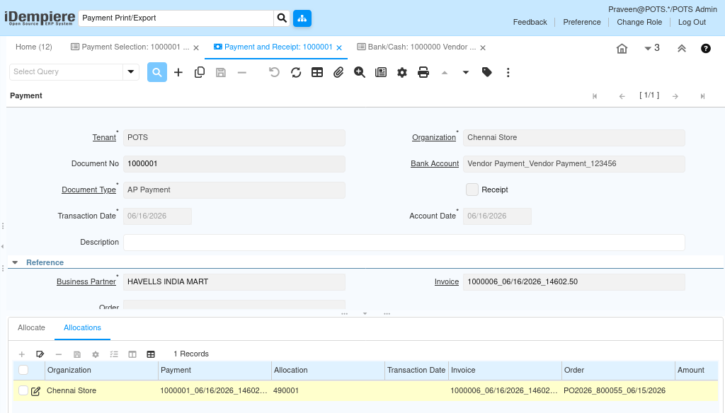 TenthPlanet iDempiere Transaction PaymentSelection8