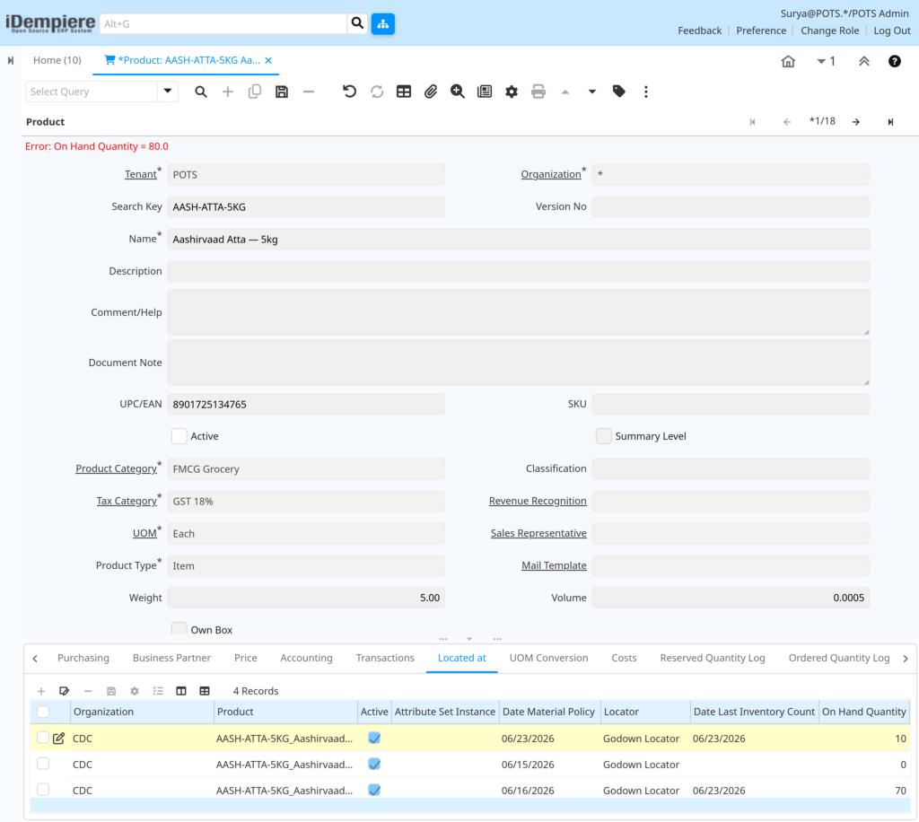 How to Configure Product Deactivation & Discontinuation in iDempiere for Retail TenthPlanet-iDempiere-Transaction-Product-4