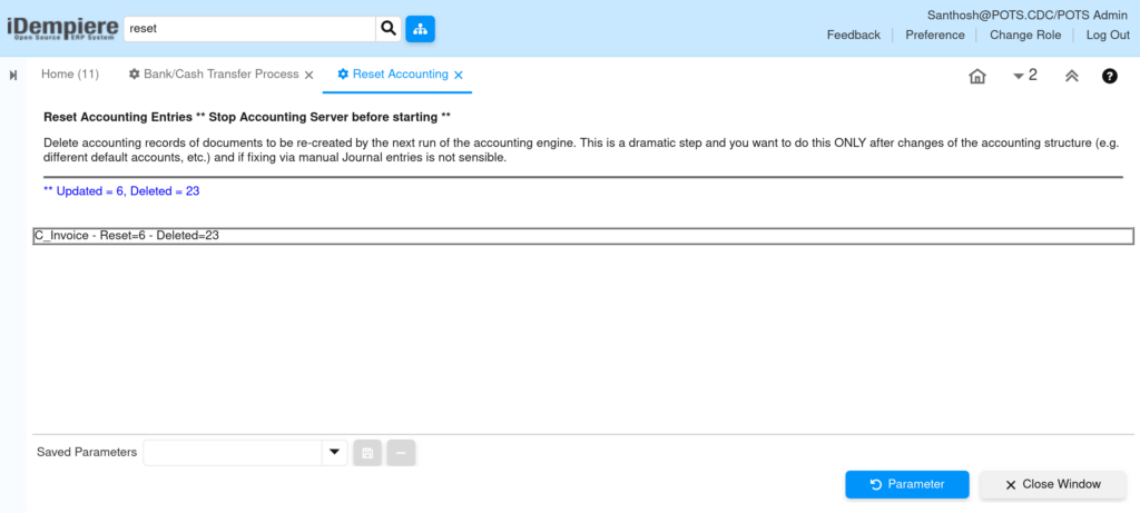 TenethPlanet iDempiere Accounting Reset Accounting 2