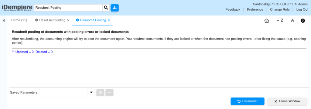How to Resubmit Accounting for posting in iDempiere TenethPlanet iDempiere Accounting Resubmit Posting 2