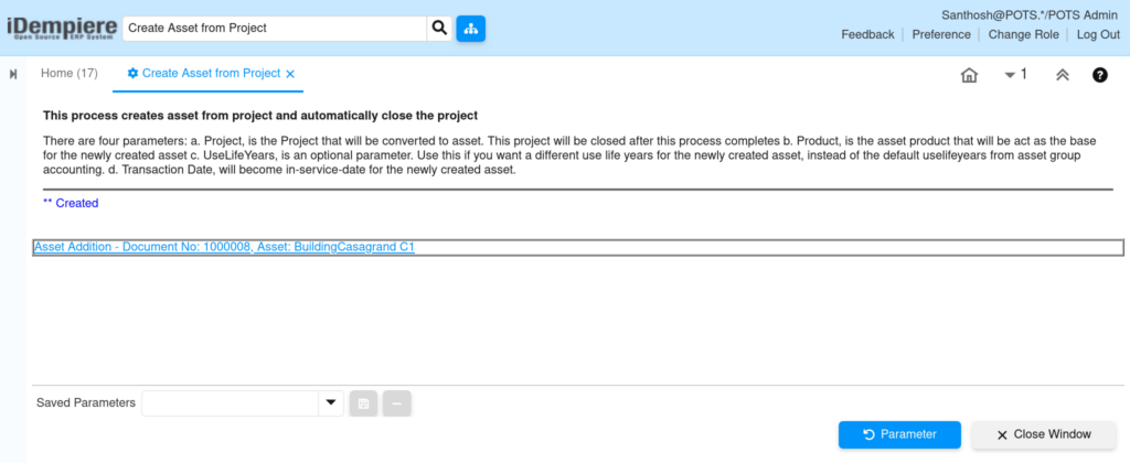 TenthPlanet iDempiere Accounting CreateAssetFromProject 2