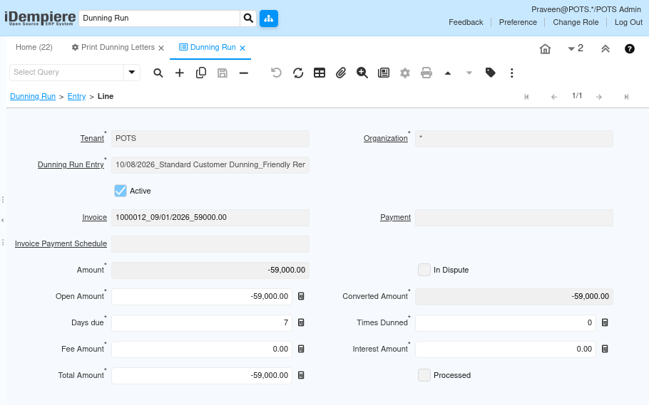 How to Process a Dunning Run in iDempiere TenthPlanet iDempiere Accounting DunningRun3