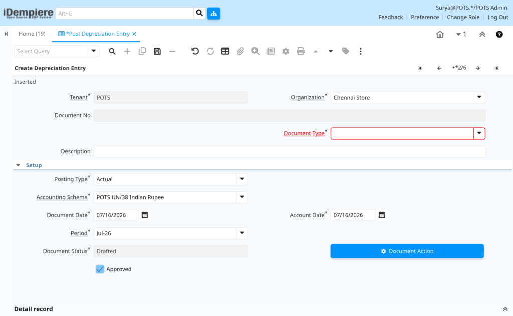TenthPlanet-iDempiere-Accounting-PostDepreciationEntry-2