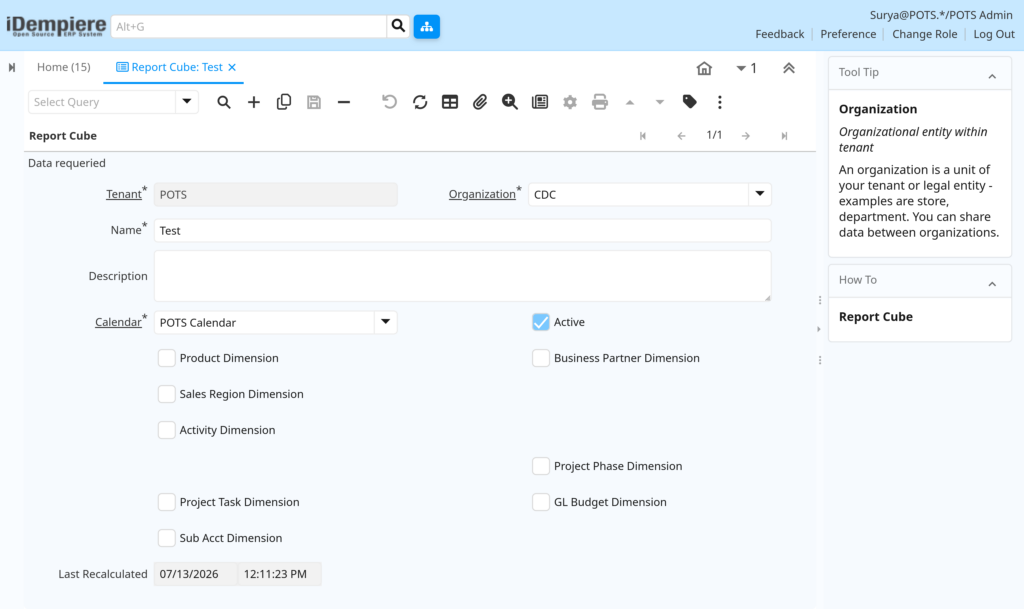 How to Configure Report Cube in iDempiere TenthPlanet-iDempiere-Accounting-ReportCube-3