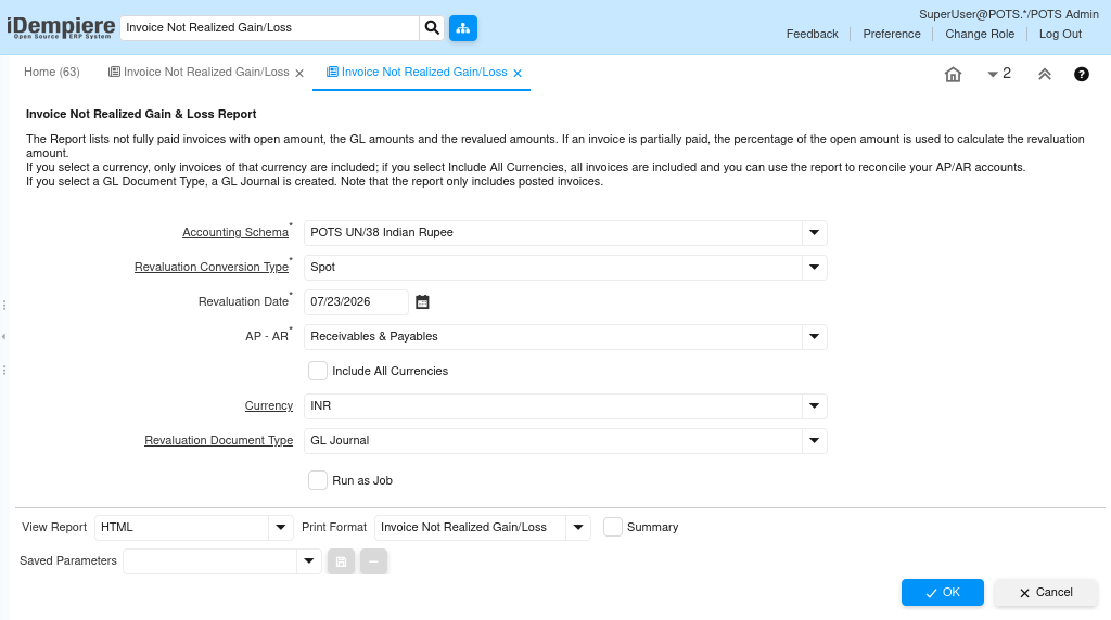 TenthPlanet iDempiere AccountingManagement Invoice Not Realized Gain Loss 1