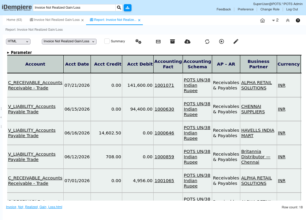 TenthPlanet iDempiere AccountingManagement Invoice Not Realized Gain Loss 2