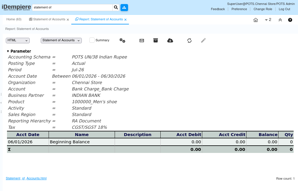 TenthPlanet iDempiere AccountingManagement Statement of Accounts 2