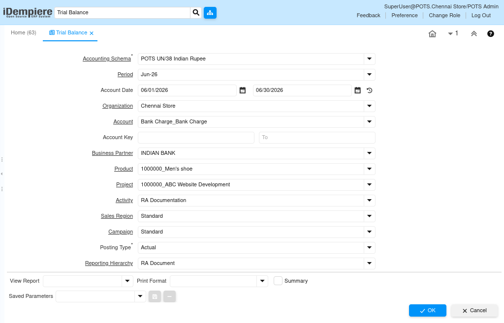 TenthPlanet iDempiere AccountingManagement Trial Balance 1