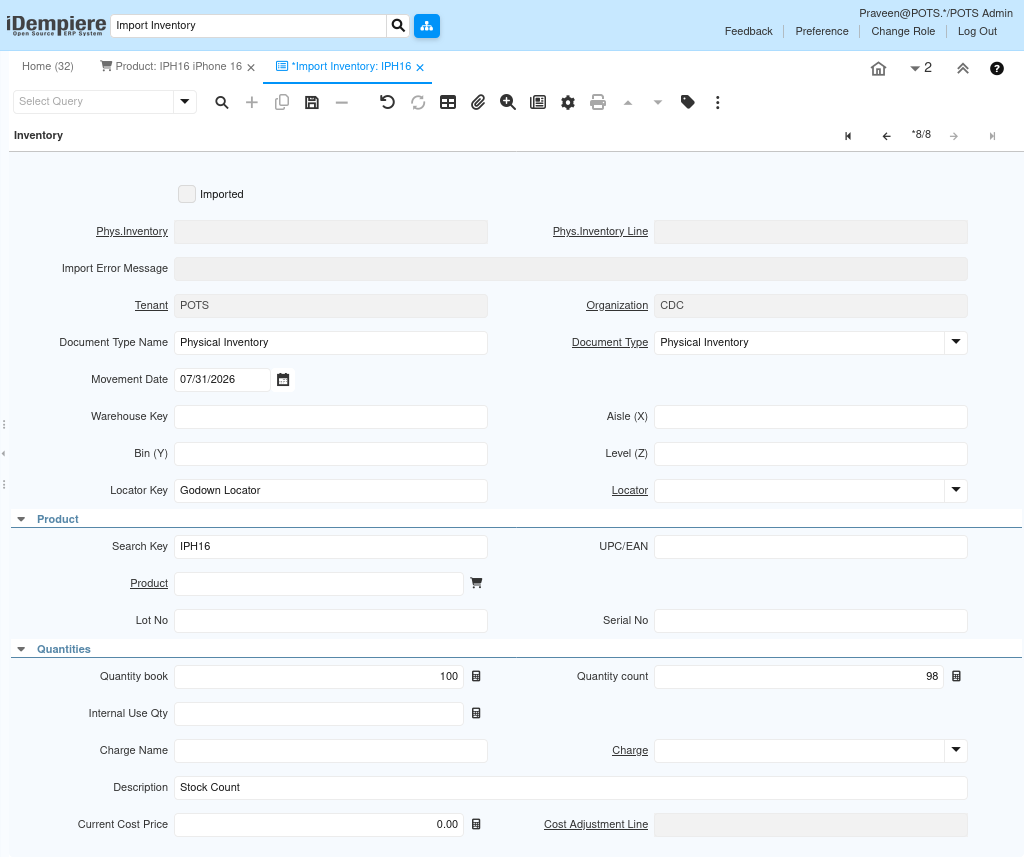 How to Use Import Inventory in iDempiere TenthPlanet iDempiere DataImport ImportInventory