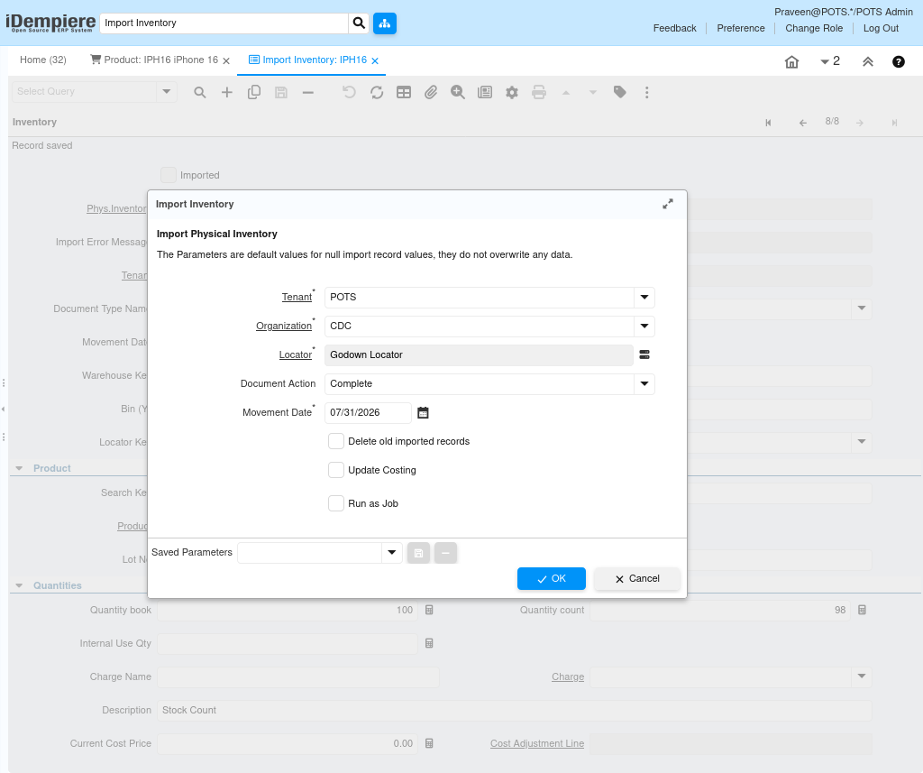 How to Use Import Inventory in iDempiere TenthPlanet iDempiere DataImport ImportInventory1