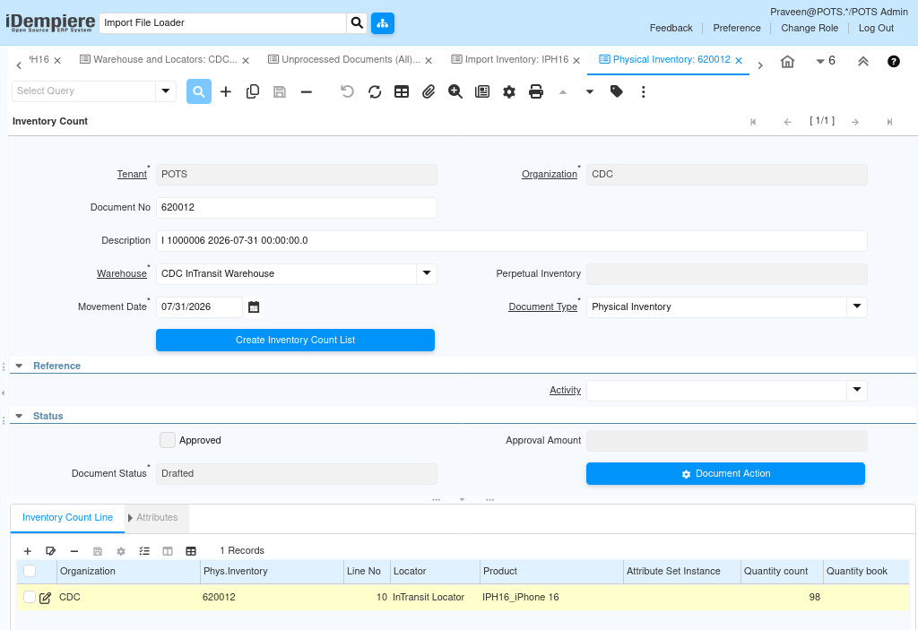 How to Use Import Inventory in iDempiere TenthPlanet iDempiere DataImport ImportInventory4