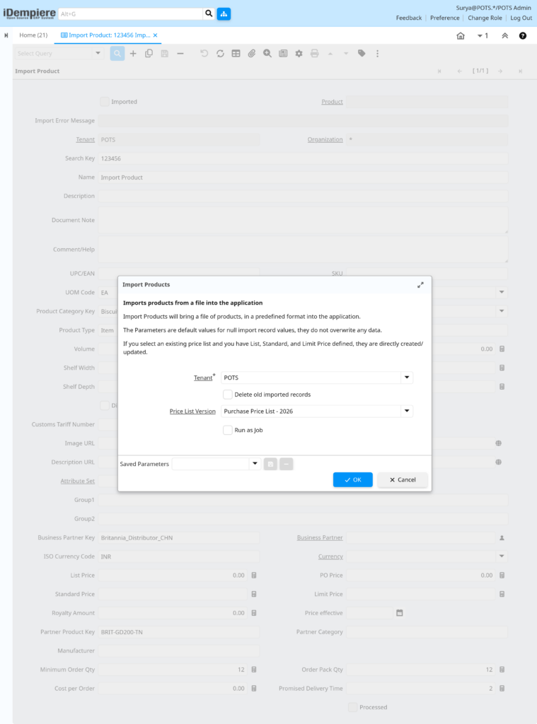 How to Use Import Product Window in iDempiere TenthPlanet-iDempiere-DataImport-ImportProduct-4