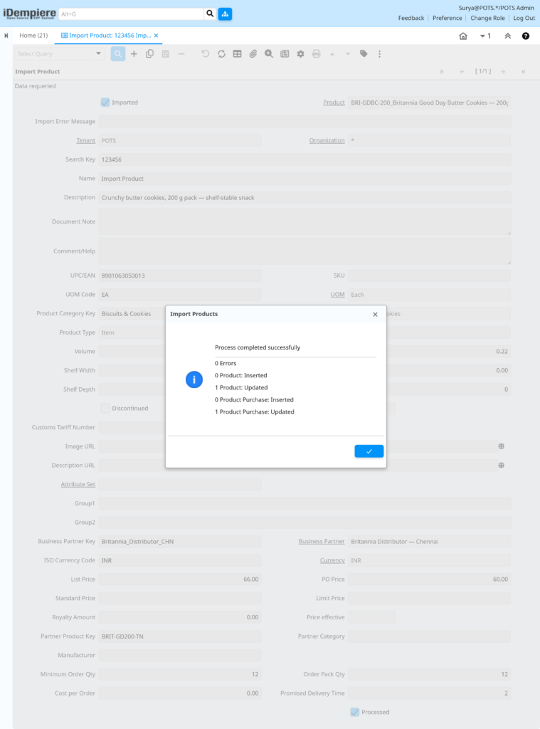 How to Use Import Product Window in iDempiere TenthPlanet-iDempiere-DataImport-ImportProduct-5