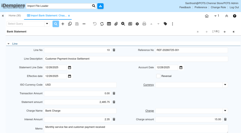 How to Import Bank Statements in iDempiere TenthPlanet iDempiere DataManagement ImportBankStatement 4