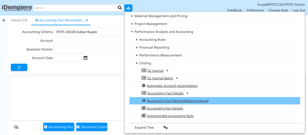 How Accounting Fact Reconciliation (Manual) Form Woks in iDempiere TenthPlanet-iDempiere-Form-AccountingFactReconcilation(Manual)-1
