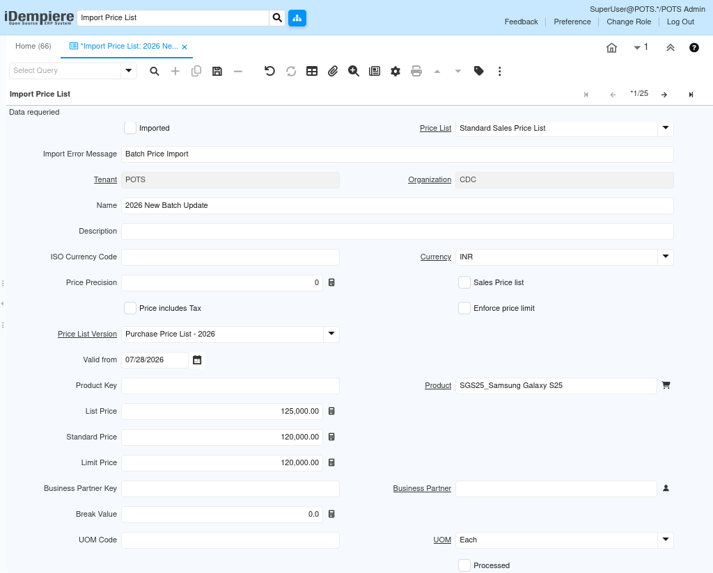 How to Import Price List in iDempiere TenthPlanet iDempiere Import Price list