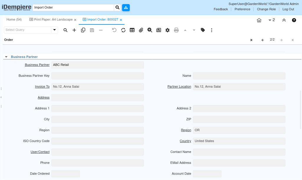How to Configure Import Order in iDempiere TenthPlanet-iDempiere-Import_Order-2