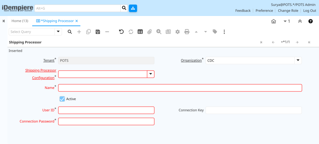 How to Configure Shipping Processor in iDempiere TenthPlanet-iDempiere-Master-ShippingProcessor-3