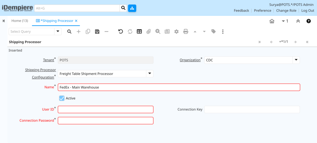 How to Configure Shipping Processor in iDempiere TenthPlanet-iDempiere-Master-ShippingProcessor-5