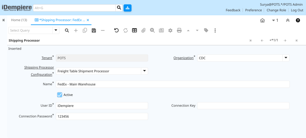 How to Configure Shipping Processor in iDempiere TenthPlanet-iDempiere-Master-ShippingProcessor-6