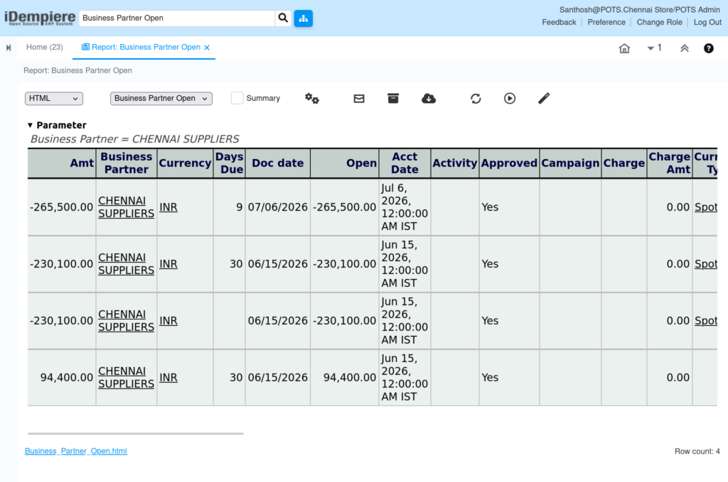 How Does Business Partner Open Report works in iDempiere TenthPlanet-iDempiere-Business Partner Open Report-2