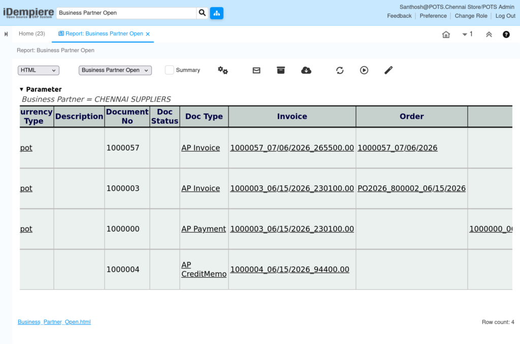 How Does Business Partner Open Report works in iDempiere TenthPlanet-iDempiere-Business Partner Open Report-3