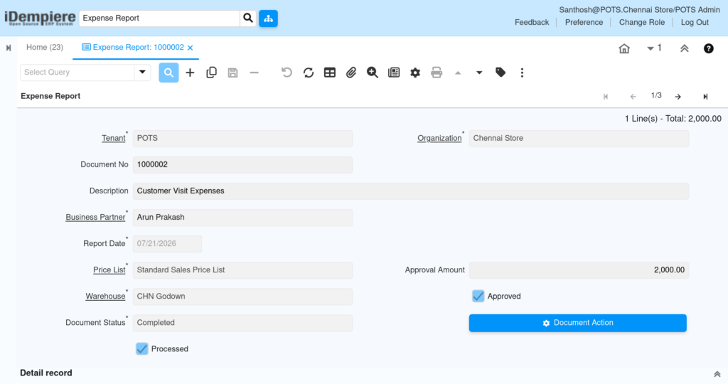 TenthPlanet iDempiere PartnerRelation ExpenseReport 1