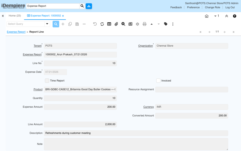 TenthPlanet iDempiere PartnerRelation ExpenseReport 2